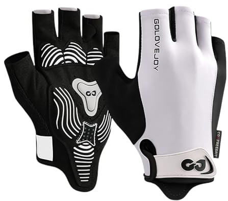 flintronic Gants de Cyclisme Demi-Doigts, Gants Velo pour Hommes et Femmes, Gant VTT, Mitaines de Cyclisme Rembourrés sans Doigts, Antidérapant et Respirants, pour VTT, Vélo de Route, Gymnase - Blanc