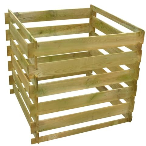 Vopese Compostador de madera 0,54 m3 – Reciclaje de residuos de jardín, verde impregnado, 90 x 90 x 85 cm, modelo 41656