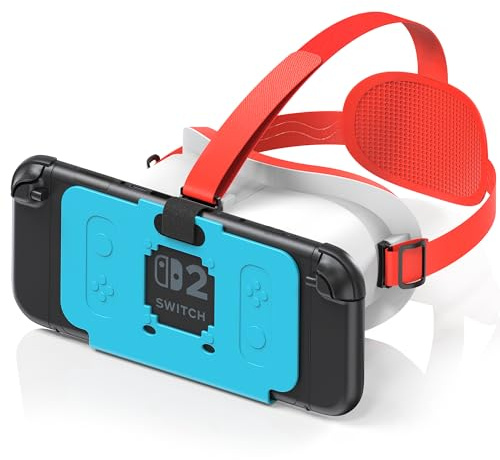 VR Headset for Nintendo Switch 2 (2025), Switch 2 Virtual Reality VR Glasses with Adjustable HD Lenses and Comfortable Head Strap, Virtual Boy 3D Goggle for Switch 2 Accessories, White&Blue