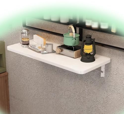 SMELEDFCFK Tavolo da Muro Pieghevole da Lavanderia, Tavolo da Parete Galleggiante per Cucina, Scrivania per Computer da Muro Tavolo da Lavoro, Nero/Bianco Tavolo da Pranzo(White,70x30cm/28x12in)