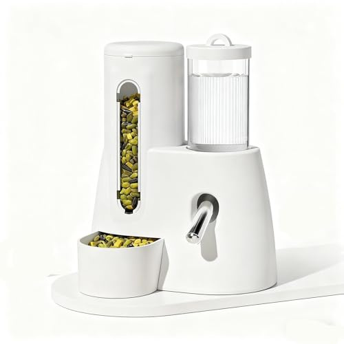 Distributeur Automatique 2 en 1 de Nourriture pour Lapins et Bouteille d'eau Anti-Goutte, Distributeur d'eau et de Nourriture pour cobayes, Chinchillas, Hamsters, furets et Petits Animaux(White,L)