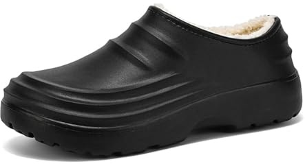 Generisch Zapatillas de estar por casa para hombre, zuecos de jardín, zapatos de fieltro para cabaña, zapatillas de felpa, zapatillas cerradas, Negro , 44 EU