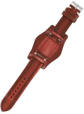 Vintage handgjord äkta läder klockarmband med matt kohud läderrem 22 mm 24 mm 26 mm ersättning för klockor, 22mm, Acetat, Inga ädelstenar