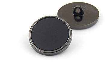 Metallknopf für Blazer, Anzüge, Mantel, schwarze flache Oberseite mit goldfarbenem Rand, für Uniform, 16/20 mm, 10 Stück, Grey + Black, 20 mm