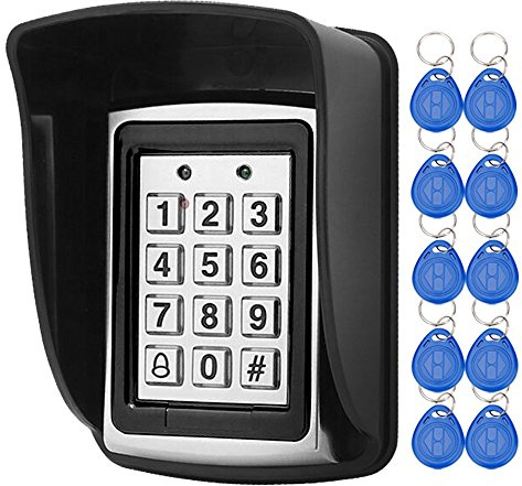 LIBO Smart Home RFID Zugangskontrolle Wasserdicht Metall Access Control Keypad für einzelnes Tür-Eintragungs-System 1000 Benutzer 10pcs 125KHz RFID Keyfobs mit regendichter Abdeckung