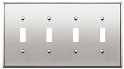 ENERLITES Placa de pared de metal para interruptor de luz de palanca, acero inoxidable 201, resistente a la corrosión, tamaño 4 bandas, 4.5 x 8.2 pulgadas, 7714-PC, cromo pulido, plateado