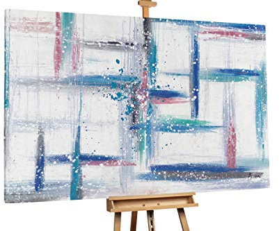KunstLoft® XXL Gemälde 'Griechischer Sommer' 180x120cm | original handgemalte Bilder | Geometrische Kunst Rot Blau | Leinwand-Bild Ölgemälde einteilig groß | Modernes Kunst Ölbild