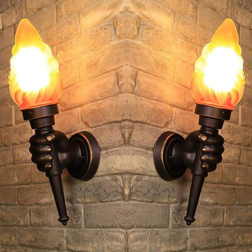 hwydo E27 Aluminium Antique Rétro Torche Applique Murale Applique Murale Allée / Bar Lumières Lampe Décoration Murale pour Café Restaurant Jardin Bar Couloir Décoratif (Main Gauche + Main Droite)