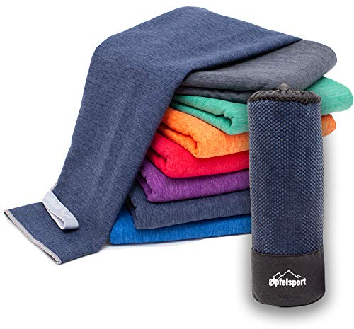 Mikrofaser Handtuch Set - für Sauna, Fitness, Sport I Strandtuch, Sporthandtuch I Navy_Brush Set2: XL (180x80) & S (80x40)