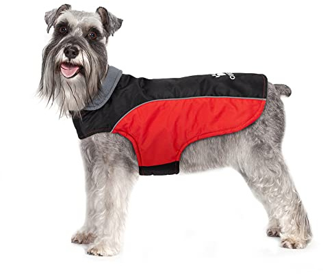 IREENUO Hundemantel Winter, Hundemantel Wasserdicht für Kleine Hunde und Mittelgroße Hunde, Winterjacken & Wintermäntel mit Fleece & Reflektorstreifen (S) Schwarz