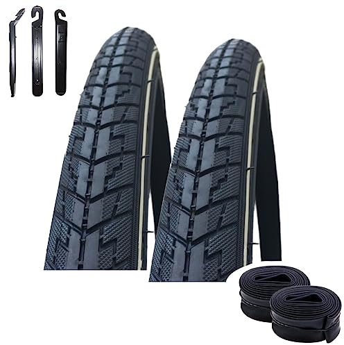2 x Rexway Dart Pannenschutz Fahrradreifen Schwarz mit Reflex 32-622 (28 x 1,25) + 2 passende Schläuche AV inkl. maxxi4you Reifenheber