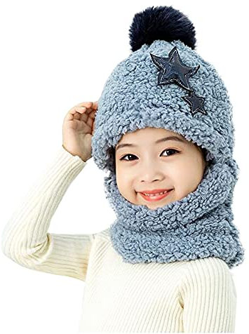 ITODA Schalmütze Kinder Wintermütze Plüsch Schlupfmütze mit Bommel Sturmhaube Ohrenschützer Winddicht Kinderhut Jungen Schalhut Mädchen Skimütze Warm Freizeitmütze Winter Mütze Skilaufen Outdoor