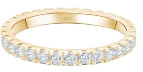 Lisandra Scott Eternity Ring Treasure 925 Sterlingsilber mit Zirkonia Kristall Damenring in Silber, Rosegold und Gold für Damen, Frauen mit Funkelnden Steinen Breit (54, Gold)