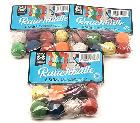 vama Funke Rauchbälle Smoke Balls Mixed im 8er Beutel, tolle Farben für die Größe, Outdoor draußen (3 Beutel)