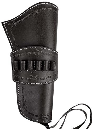 Fondina in pelle Hulara per cowboy con anelli per munizioni per 9 mm Luger e 9 mm NATO. La fondina western è adatta per revolver da 4 a 8.