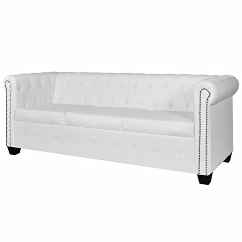 Chenshu Chesterfield Sofa 3-Sitzer, Schlafsofa, Schlafcouch, Couch Mit Schlaffunktion, Sofa Bed, Sofas & Couches, Bettsofa, Kunstleder Weiß