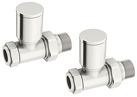 WarmeHaus Brushed Nickel Straight Towel Radiator Valves