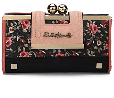 Gladdon Lady Women Retro Purses Floral Butterfly Pattern Buckle Wallets Card Holder Bag Gifts
