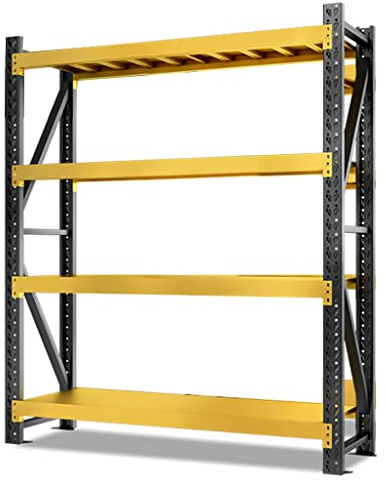 FIFOR 4-stöckiges Industrieregal, schwarzes, geschweißtes Lagerregal aus strapazierfähigem Stahl, Belastung pro Regal 400 lbs, höhenverstellbar (Color : A, Size : 150 * 50 * 200cm)