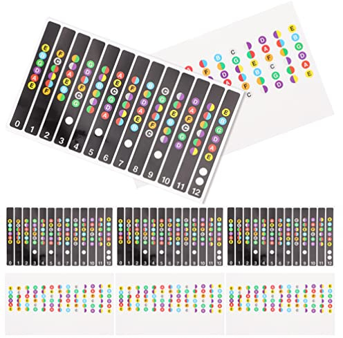 Gitarrengriffbrett Aufkleber 8 Stück für Gitarrenanfänger | Pvc Sticker mit Trägerpapier, Leicht Anzubringen und Entfernen, Zeigt Name und Ton Deutlich