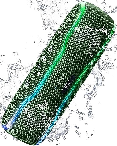 AY Bluetooth Lautsprecher Musikbox Tragbarer IPX7 Wasserdicht Bluetooth Box mit Bunten Licht und Satten Bässen, Stereo-Pairing, Eingebautes Mikrofon, 24h Akku, Perfekt für Zuhause, Draußen