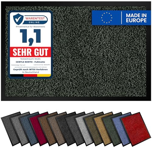 Gentle North Hochwertige Fußmatte grün 80x120 groß für Innen & Außen - Schmutzfangmatte rutschfest, waschbar & wetterfest - Fussmatte für Eingangsbereich & Aussenbereich - Läufer Flur dünn