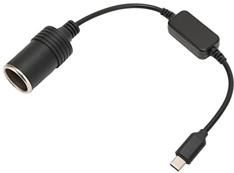 5V USB C Macho a 12V, Encendedor de Cigarrillos de Coche, Convertidor Adaptador de Corriente de 30cm con Protección contra Sobretensión, Uso a Bordo del Equipo Eléctrico