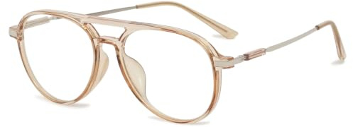 Lanomi Pilot Lesebrille Blaulichtfilter für Damen Herren | UV Schutz Linse, Mode Doppelbrücke Rahmen, PC Metallbügel Brille Stärken 0 bis +3,5, für Alltag & Bildschirmarbeit