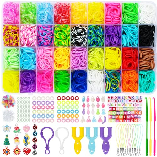 LUZOON 2800+ Loom Bänder Set, 36 Farben Armbänder Selber Machen Gummibänder Kinder Basteln Schmuck Selber Machen Set Schmuckbastelsets für Kinder Mädchen Jungs(Mit Fluoreszieren Farben)
