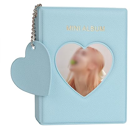 Photocard Binder 7,6 cm Mini Fotoalbum 40 Taschen Kpop Fotokartenbinder Heart Hollow Fotokarten ID-Halter mit Anhänger