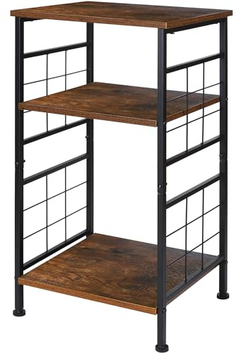 GIOTORENT 3-Tier Tall End Table, Narrow Night Stand with #-Design Sturdy Frame, Small Bed Side Table for Small Space in Living Room,Bedroom,Office,Bathroom(Brown)
