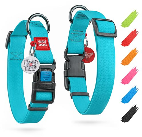 WAUDOG Halsband Hund Wasserfest Verstellbares Hundehalsband Große Hunde Hundehalsband Kleine Hunde Halsbänder & Welpen Halsband mit Kunststoffverschluss