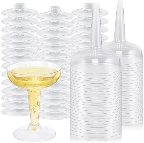 Champagnergläser, Kunststoff, 50 Stück, 120 ml, transparent, wiederverwendbar, für Partys, Hochzeiten, Geburtstage, Abschlussfeiern