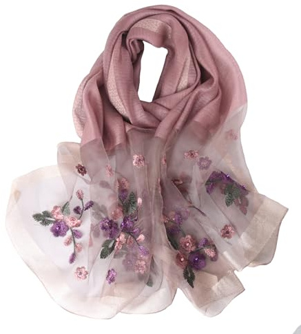 Sawekin Damen Schal Stola Halstuch Sommerschals Farbverlauf Stola Für Abendkleid Festlich Hochzeit Braut Seidenschal/Baumwolle Schal Ganzjährig