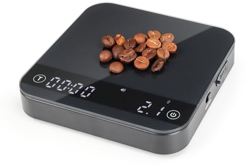KitchenTour CaféMetric Kaffeewaage mit Timer 0,1 g/2000 g – Präzisionswaage für Espresso & Pour-over – LCD-Display.