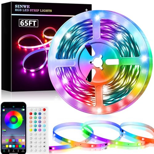 SINWE 20M RGB-LED-Strip mit App Fernbedienung und Musiksynchronisation | Farbwechselnde LED-Lichtstreifen für den mit App und , Musiksynchronisation, einstellbarer Helligkeit und Szenenmodi.