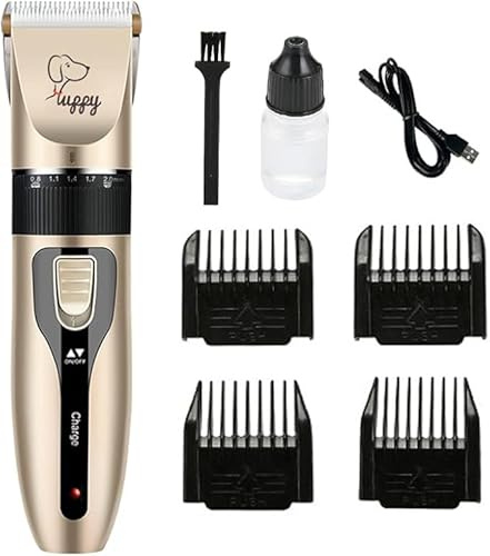 Professional Dog Grooming Clippers for Thick Hair - Low Noise, Rechargeable, Cordless Trimmer With Detachable Metal Blade