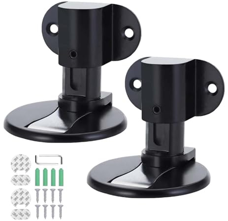 EnixwH 2 Stück Unsichtbarer Türstopper Magnetisch, Verstellbarer Magnetischer Türstopper, Magnet Der mit Doppelseitigem Klebeband Oder Durch Bohren Montiert Werden Kann (Schwarz)