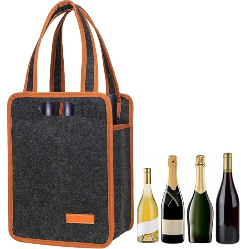 trabag Flaschentasche, mit Trennwänden 6 Fächer Filz Flaschentasche, Wiederverwendbar Männerhandtasche für Bierflaschen Weinflasche, für Perfekte Weinliebhaber Geschenk (24cm*18cm*33cm)