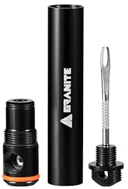 Granite Suture Aero Reifenreparaturset mit integriertem CO2-Inflator, Tubeless-Reparaturset mit 2 Größen Plugs, CO2-Inflator für Presta-Ventile geeignet (Schwarz)