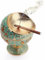 Cenicero Vintage con Tapa Antiviento - Globo Terráqueo Decorativo en Aleación de Zinc para Interior/Exterior (11.5cm Diseño Retro Desmontable)