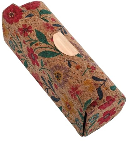 Happyyami Estuche para Lápiz Labial de Corcho Vintage con Espejo, Organizador Portátil de Gran Capacidad para Bolso, Adecuado para Viaje y Maquillaje