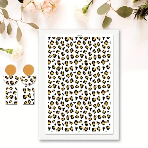 10 Pcs Leopard Clay Transfer Paper for DIY Art Crafts, Creative Water Polymer Clay Transfer Paper Sheets for Polymer Clay Jewelry Earrings Making Supplies 5.82X3.93 inch