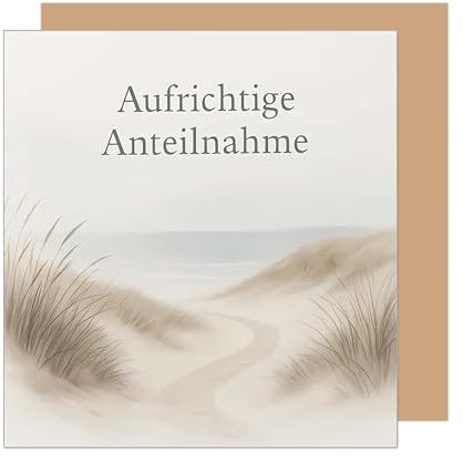 Edition Seidel Premium quadratische Trauerkarte mit Umschlag. Beileidskarte Karte Aufrichtige Anteilnahme Trauer Mitgefühl Abschied herzliches Beileid Meer Sand Dünen (TQ170 SW025)