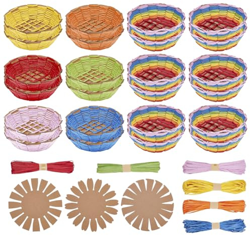 FREEBLOSS 24 Set Korbflechtprojekt Einführungskurs Nähen Für Anfänger Kunst Und Handwerksprojekte Mit Video Tutorials Korbflechtset Für Ostereiergeschenke