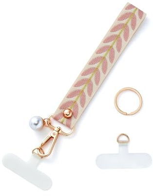 CHUQING Telefonrem Kort Telefonsnodd Nyckelring Armband för Kvinnor Rosa