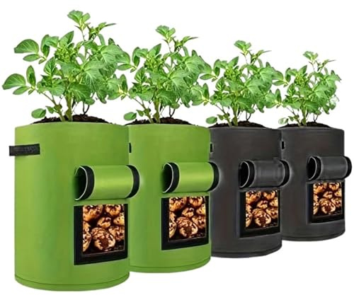 UJEDFHV Sacco per Piante in Tessuto Borsa Multiuso for piantare Patate, Borsa for piantine di Patate e ortaggi, Strumento for piantare vasi di Fiori for orticoltura(Black,10Gallon)