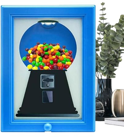 Candy Dispenser Picture Frame, 30 x 21 x 3 cm, Candy Dispenser for the Desk with Easy Refill Design, Creative Decoration for Home Office, Christmas, Birthday, Chocolate, Shop, Holiday