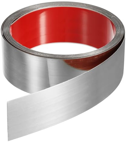 QUARKZMAN 5m x 50mm Moulure Murale Autoadhésive, Moulure Cadre Finition Miroir En Acier Inoxydable Pour Bordure De Mur Plafond Sol Carrelage Armoire, Argenté
