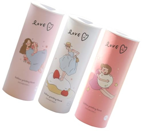 PLAFOPE Lot de 3 Rouleaux de Mouchoirs en Papier Imprimés Cylindriques pour Voiture Papier de Soie Doux Format Pratique Distributeur de Mouchoirs Portable Adapté Bureau Maison et